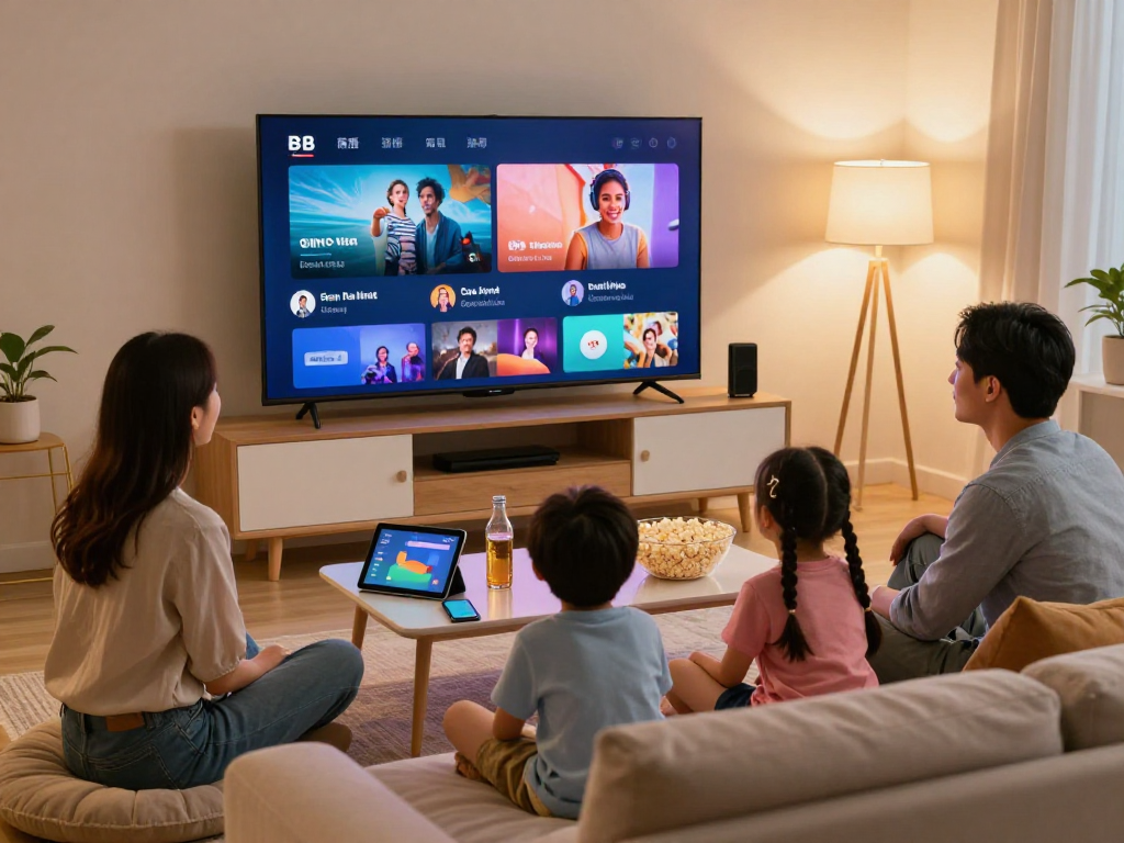 Famille profitant d'Atlas pro ontv en regardant des contenus HD ensemble