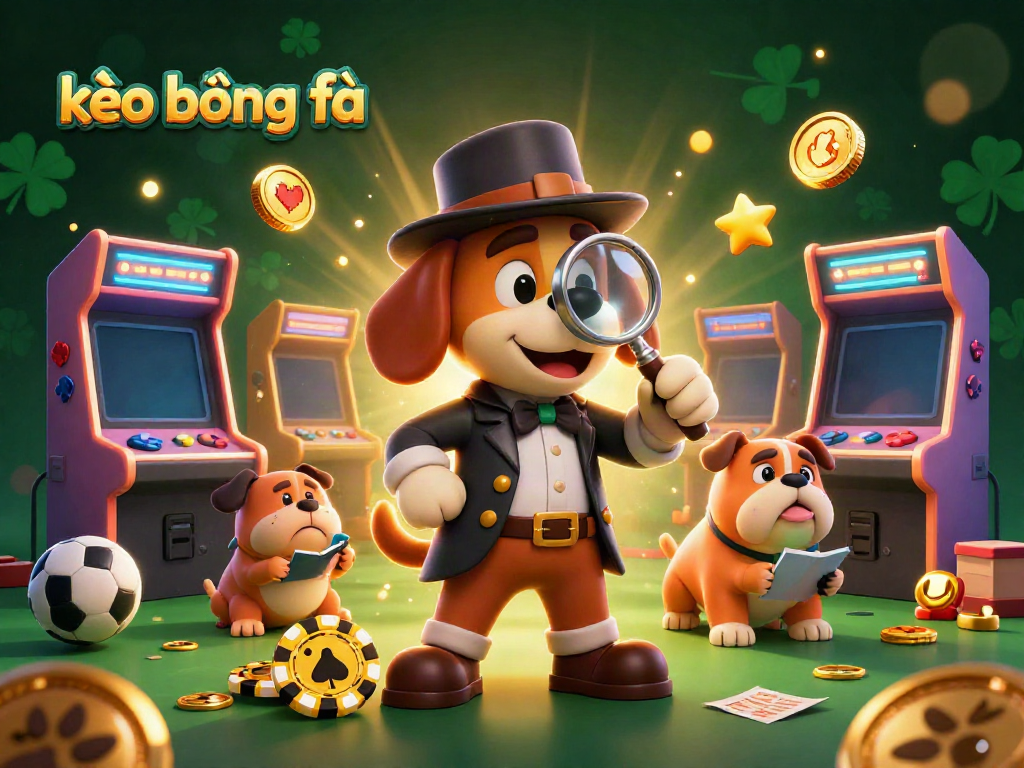 Examine kèo bóng đá insights with a detective and a bulldog in a classic casino environment.