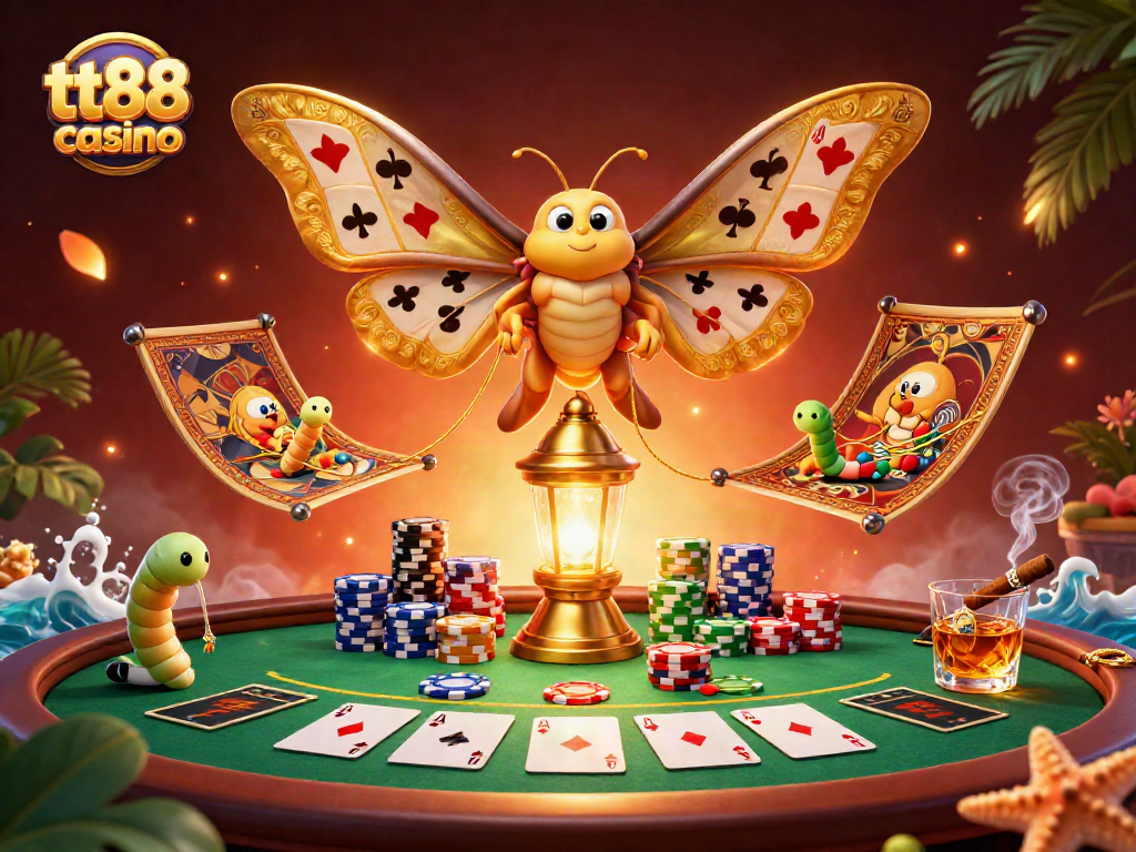 Experience thrilling gameplay at tt88 casino with a vibrant illustration of poker action and casino elements.