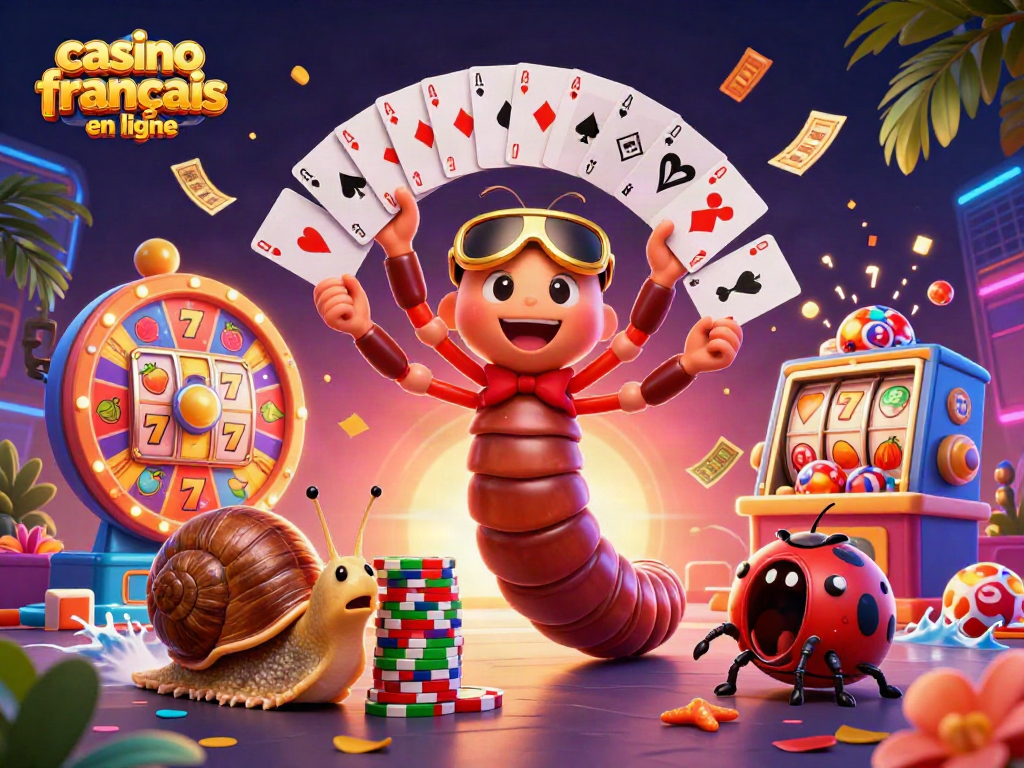 Jouez avec le casino français en ligne dans une scène captivante de jeu animé avec un dealer cartoon.