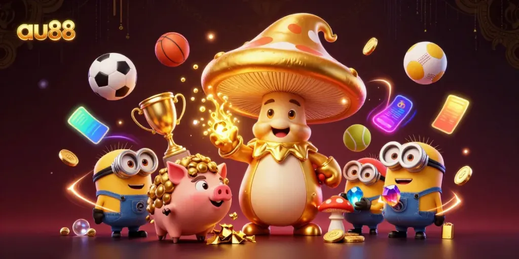 Experience big wins at au88 with a magical scene of characters and sports-themed elements ready to play.
