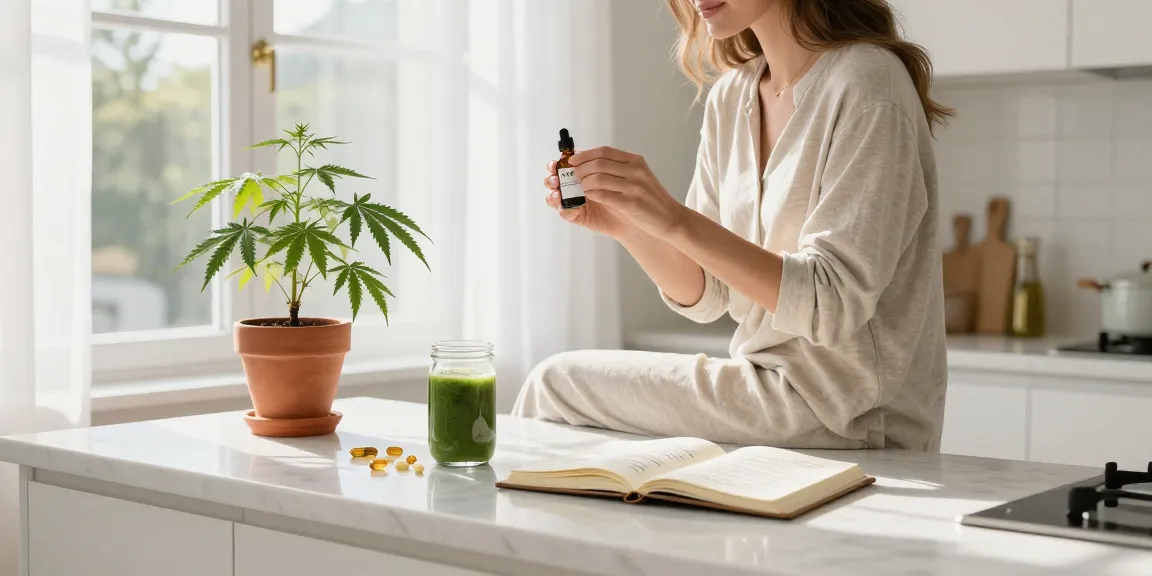casino en ligne retrait instantané avec huile CBD bio, plantes naturelles et verre de smoothie, ambiance wellness chaleureuse.