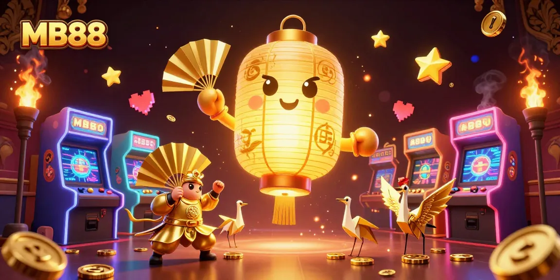 Experience thrilling gaming moments with MB88's vibrant casino illustration showcasing high-energy action and lucky symbols.