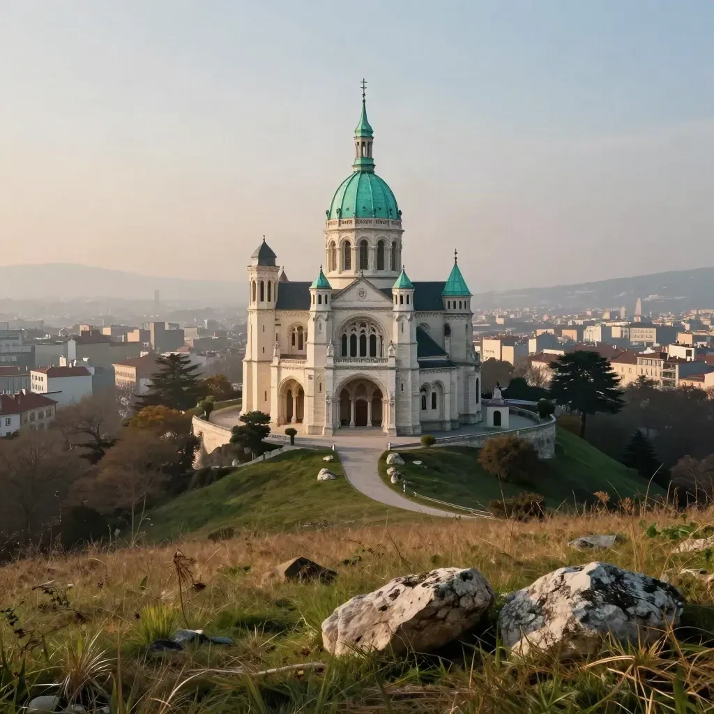 Fourvière émerge de la brume au-dessus de Lyon, vue panoramique à l’aube