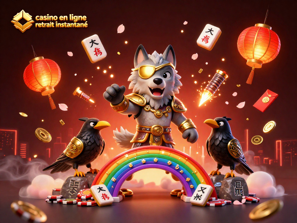 Vivez l'expérience du casino en ligne retrait instantané avec cette scène dynamique mettant en avant des symboles de chance et de jeux.