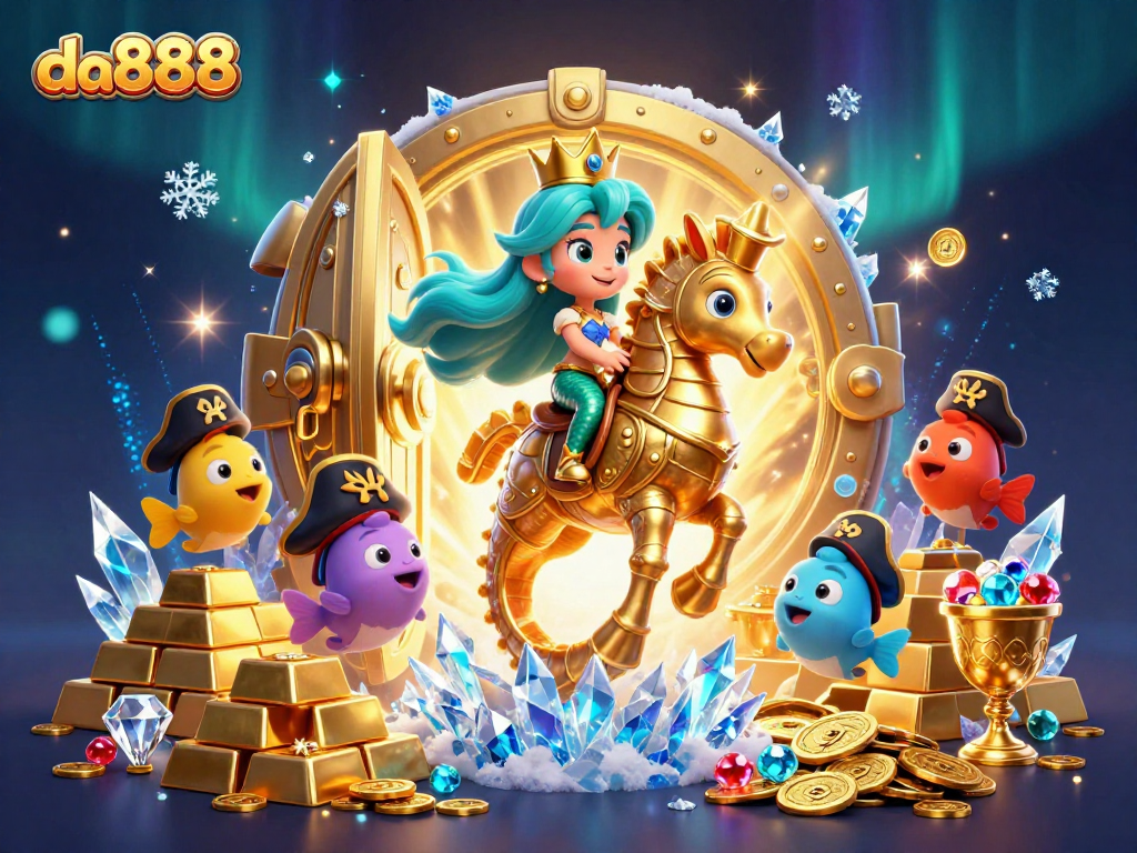 Bet on colorful adventures at da888 with a mermaid princess and treasures galore!