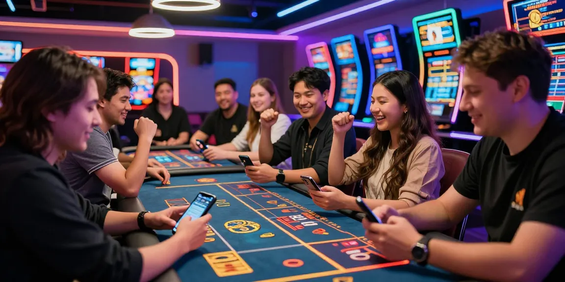 Scène dynamique de meilleurs casino crypto avec joueurs utilisant des cryptomonnaies pour parier.