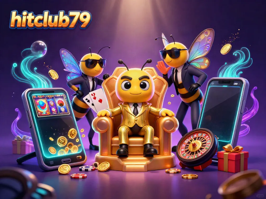 Engage with hitclub79's vibrant casino world featuring a bumblebee mob boss and dynamic gaming elements.