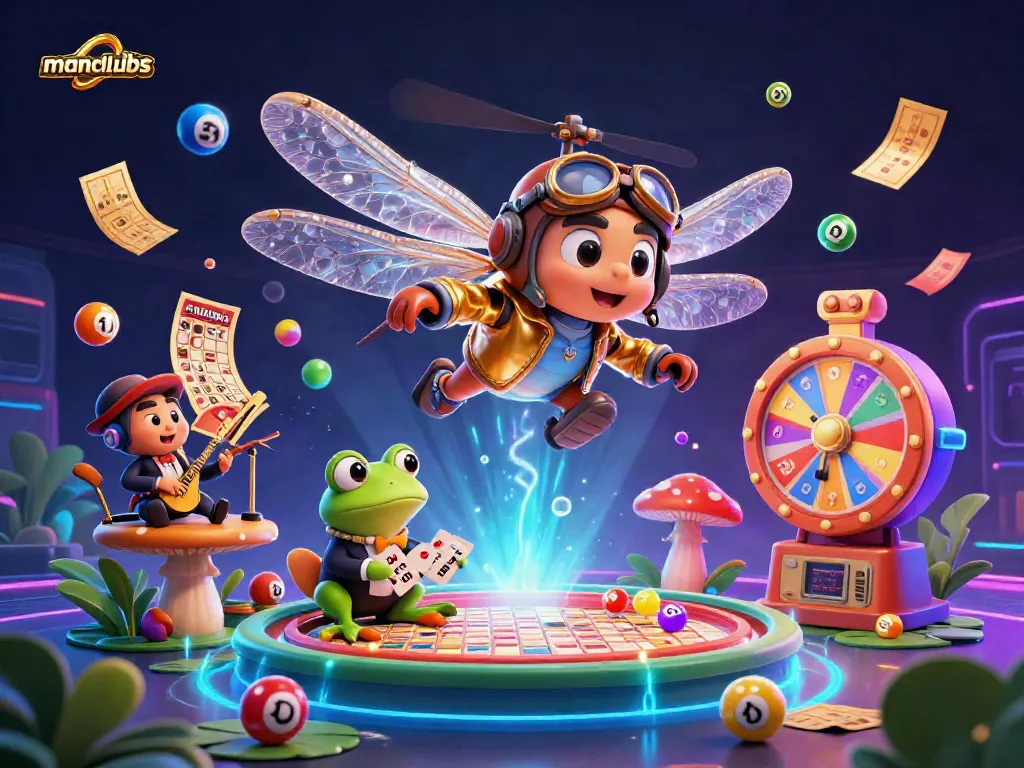 Engage with manclubs in an ultra-detailed casino scene featuring a dragonfly pilot and frog dealer.