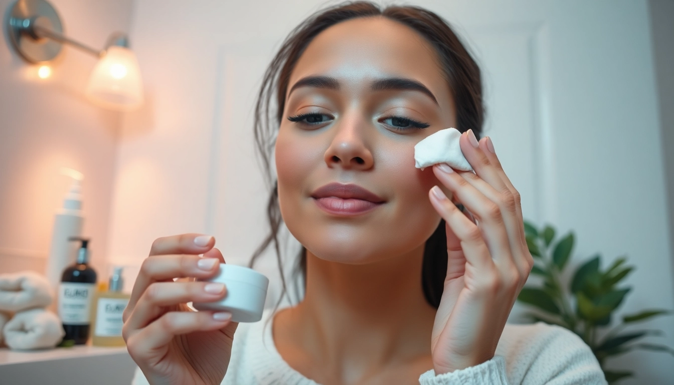 Effektiv hudvård för känslig hud visas i en lugn egenvårdsrutin.