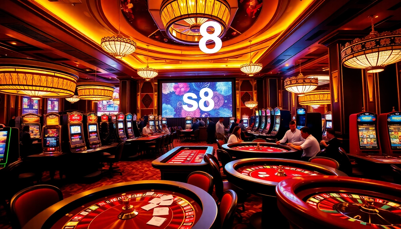 Engaging scene of players enjoying their time at the S8 casino tables, vibrant betting experience.