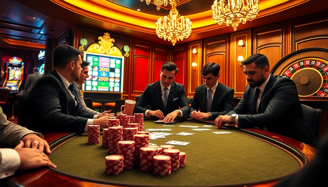 Exciting casino crypto poker game scene with vibrant tables, chips, and cards.