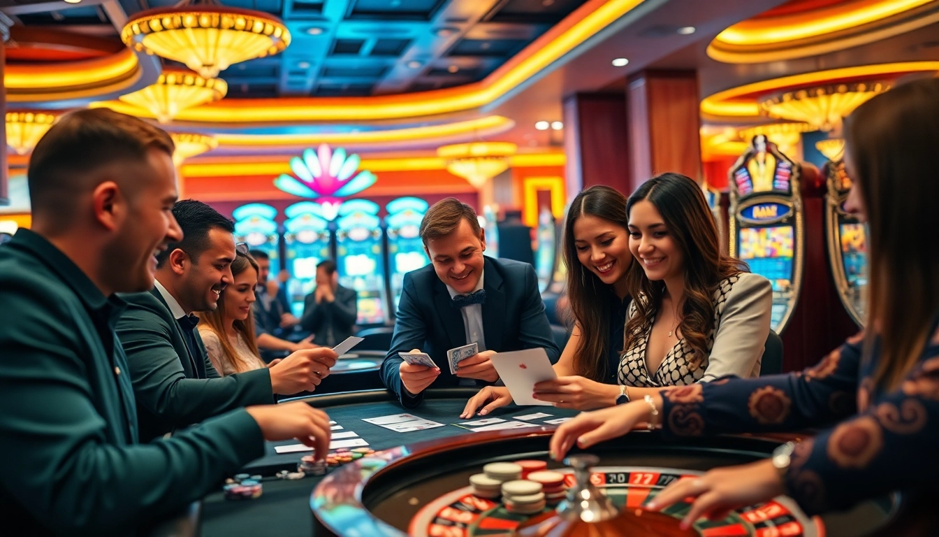 Jouer à des jeux au casino en ligne argent réel avec une ambiance animée et des joueurs enthousiastes.