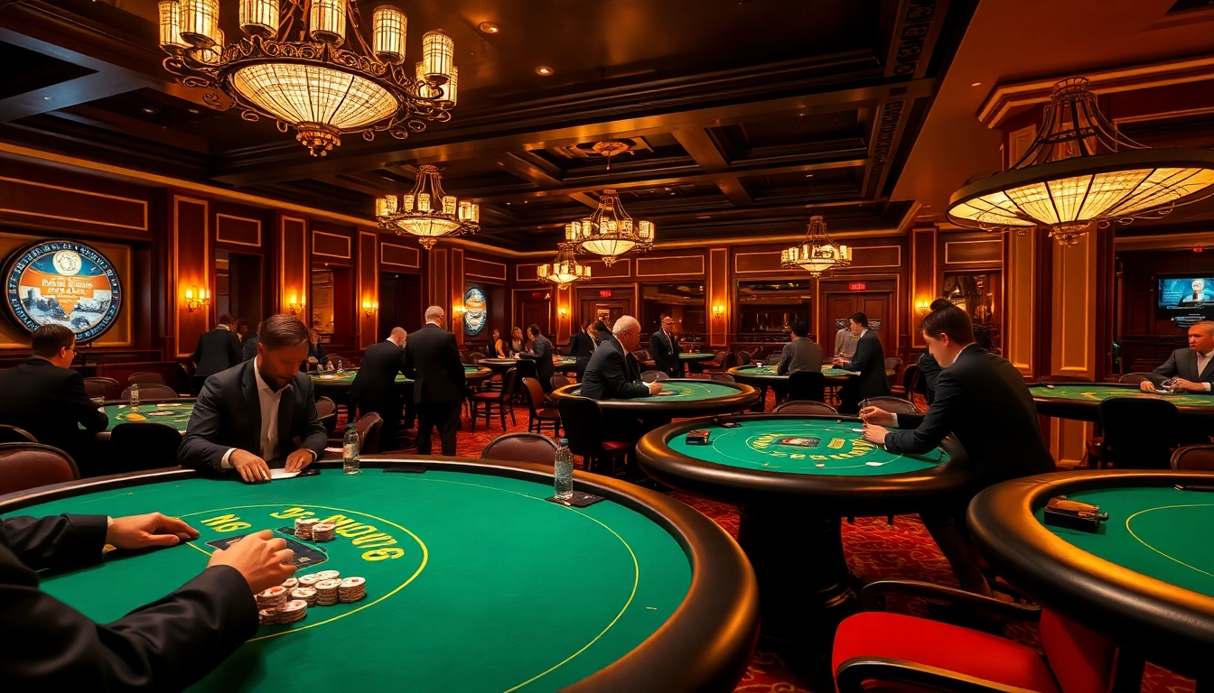 Joueur dans un casino en ligne France en pleine partie de poker, ambiance élégante.