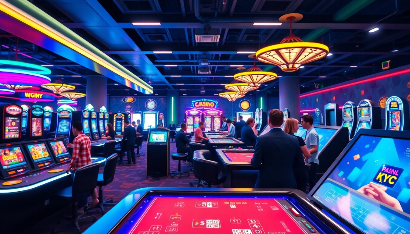 Jouez sans tracas dans un casino sans kyc animé, avec des lumières vives et des jeux captivants. related image