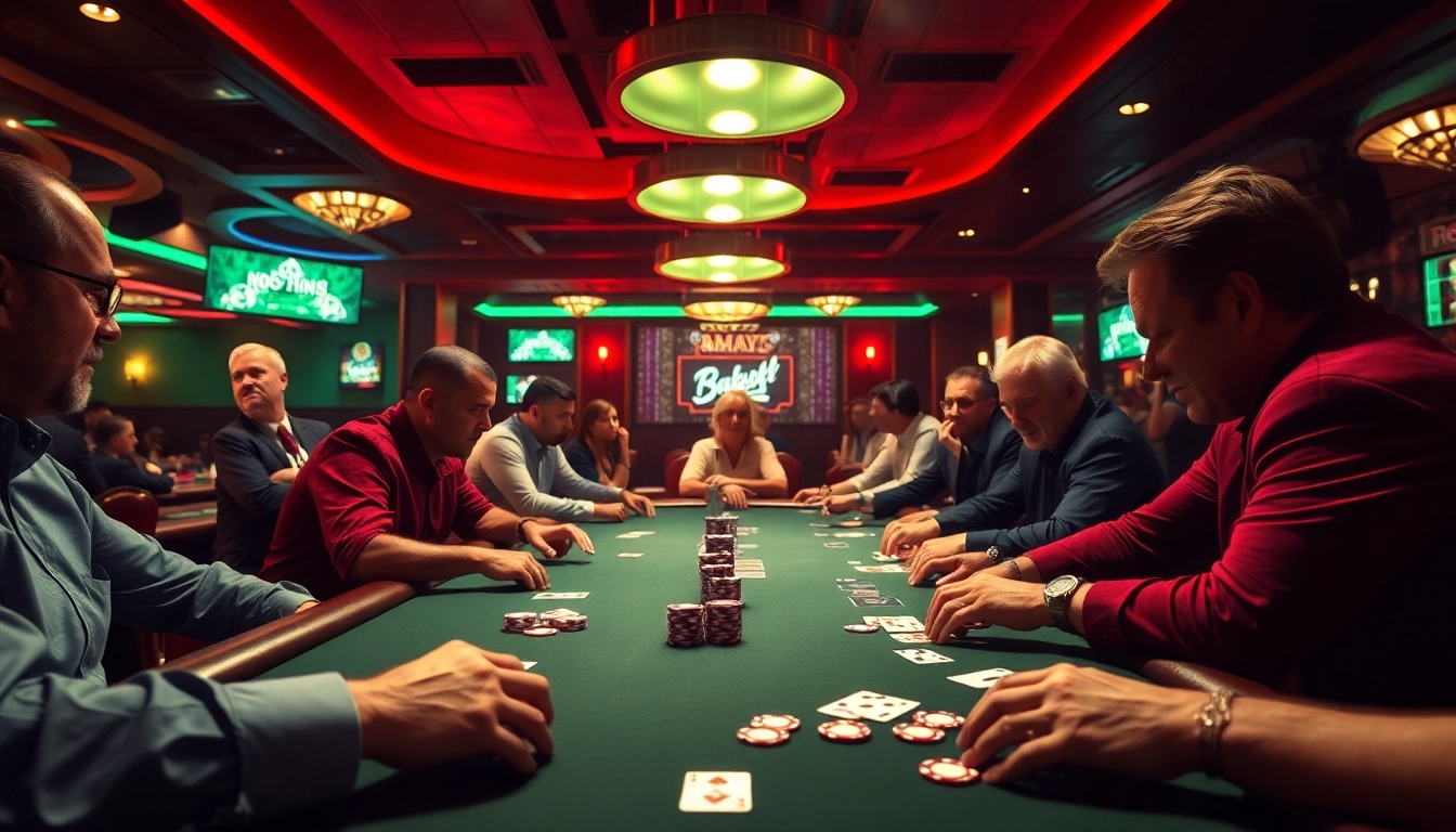 coinpoker avis: Playing an intense poker game in a vibrant casino environment. related image