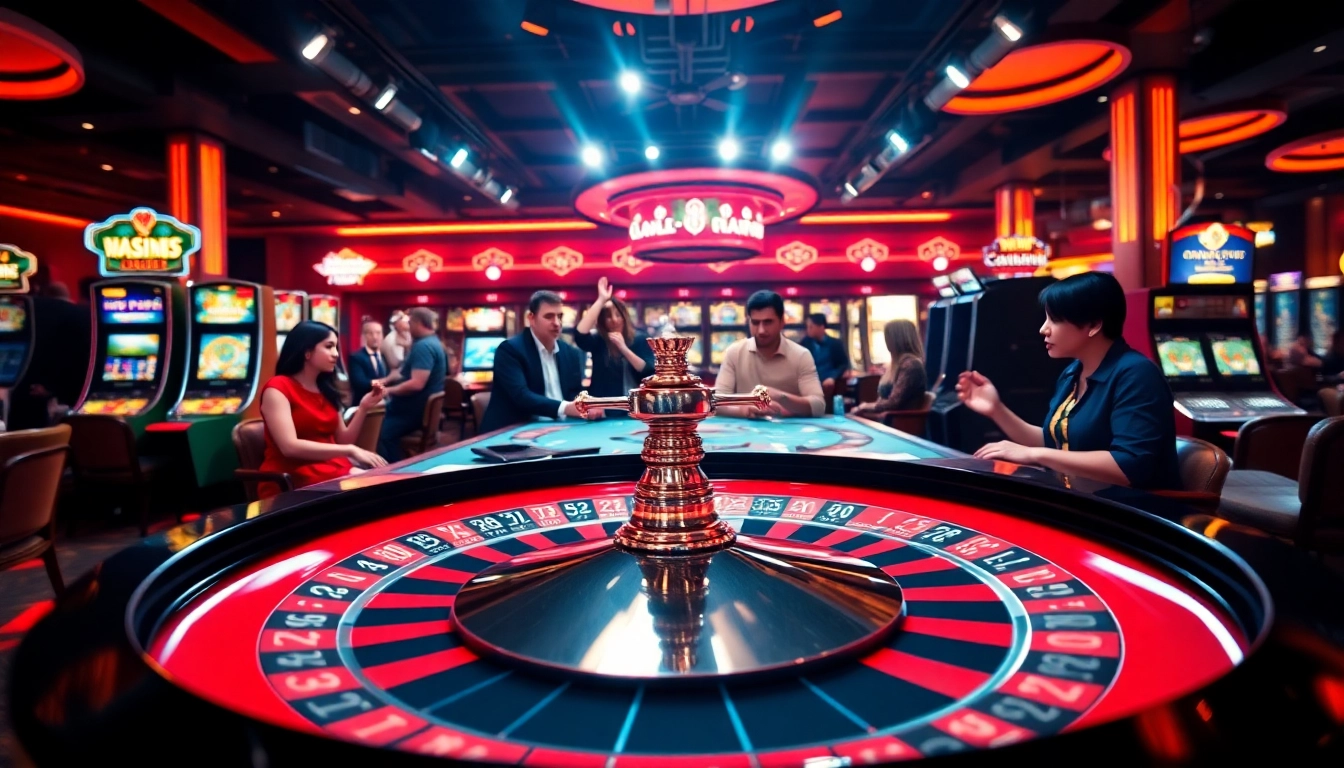 Jouer à la roulette dans un casino en ligne luxueux et captivant avec des joueurs actifs.