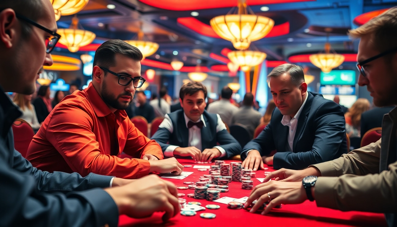 Joueurs passionnés en compétition pour la meilleure application poker autour d'une table animée.