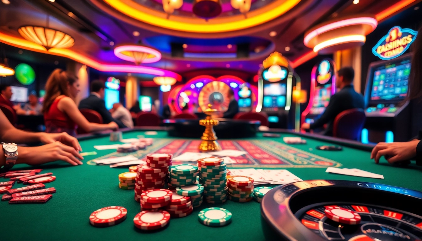 Jouer à casino en ligne avec des joueurs autour d'une table colorée de Blackjack.