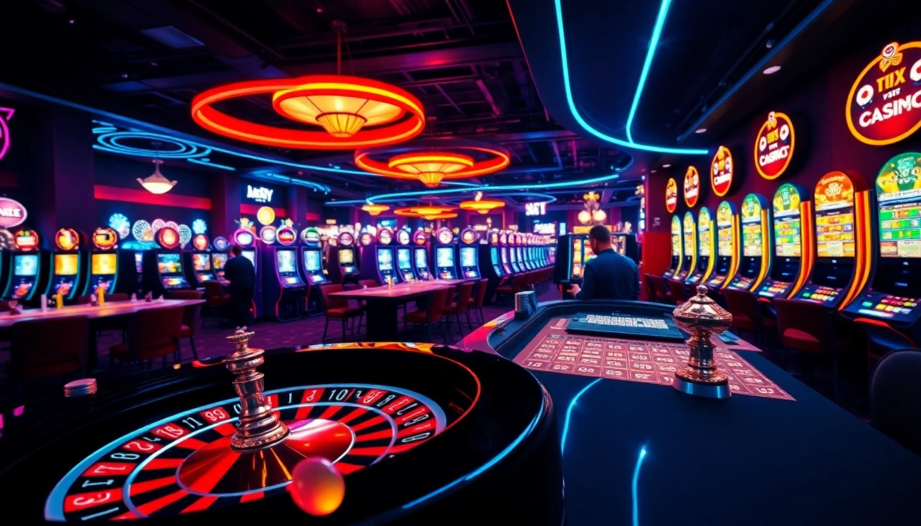 Jouer au casino en ligne avec des machines à sous et des jeux de table captivants, ambiance festive.
