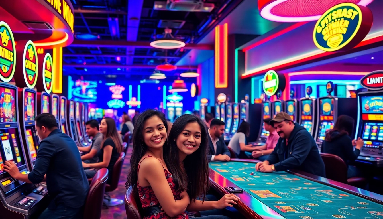 Jouer à casino en ligne dans une ambiance vibrante avec des joueurs heureux. related image