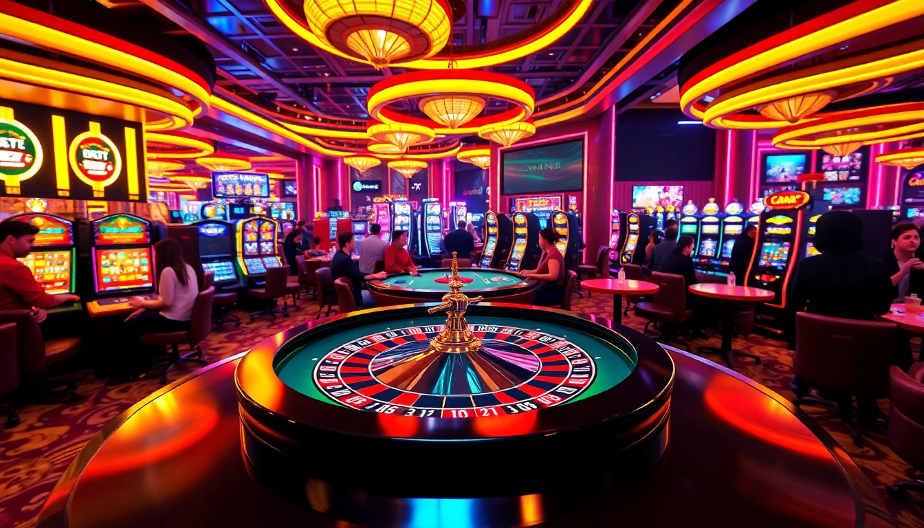Profitez du frisson du casino en ligne avec une table de roulette animée et des joueurs engagés. related image