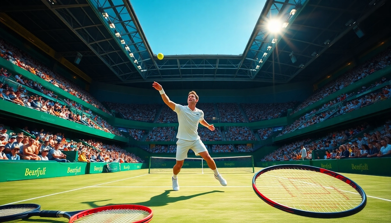 Jouer au paris sportif tennis avec un joueur professionnel au stade.