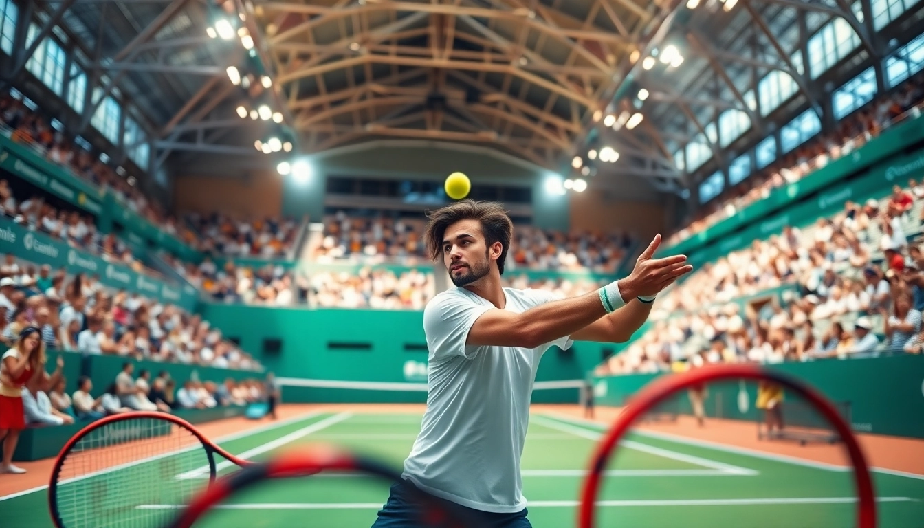 Jouer au paris sportif tennis avec un joueur professionnel au stade. related image