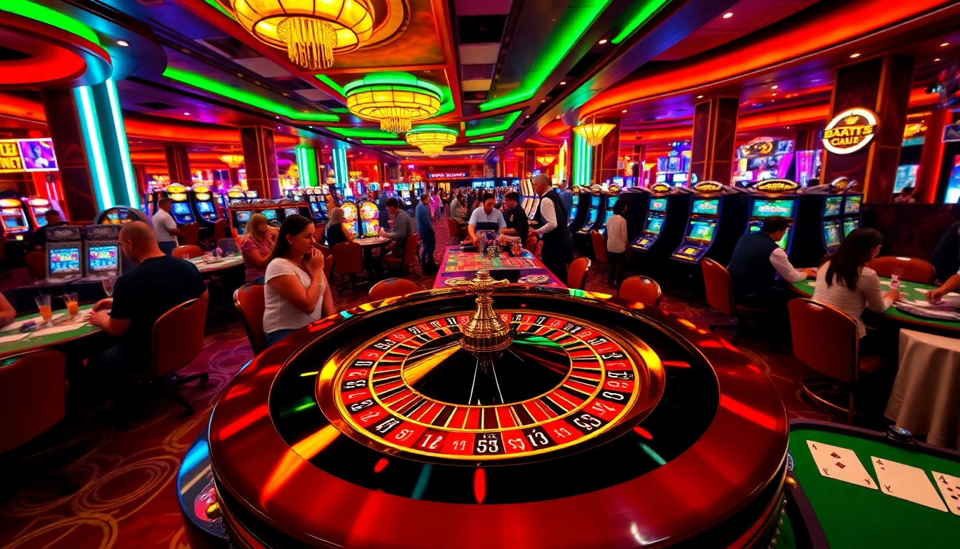 Profitez du frisson du casino en ligne avec une table de roulette animée et des joueurs engagés.