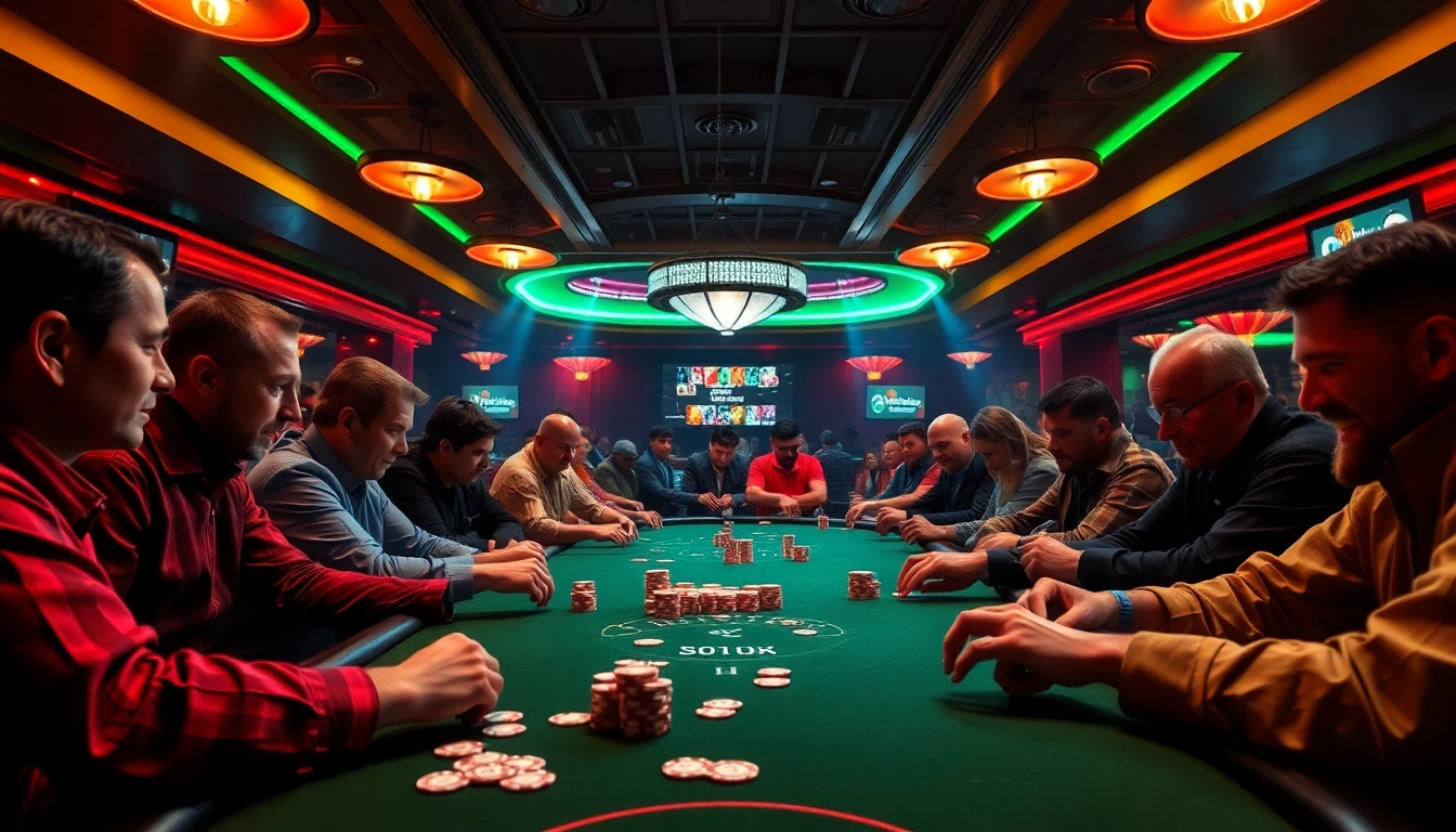 coinpoker avis: Playing an intense poker game in a vibrant casino environment.