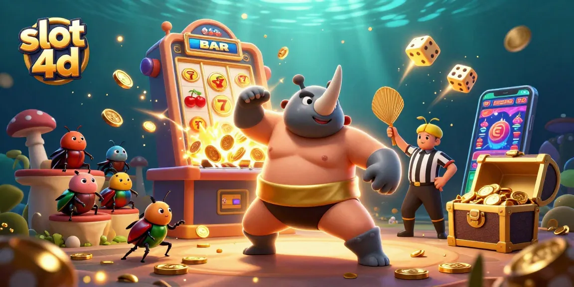 Experience thrilling slot 4d action with a vibrant 3D cartoon illustration of a beetle champion.