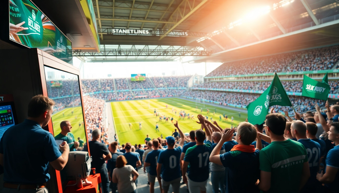 Misez sur le paris sportif rugby avec des fans enthousiastes dans un stade dynamique.