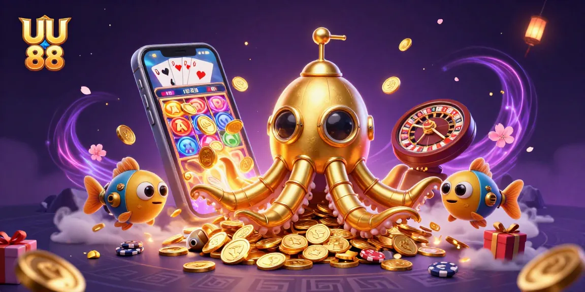 UU 88 invites players to engage with a vibrant scene filled with golden treasure and casino excitement.