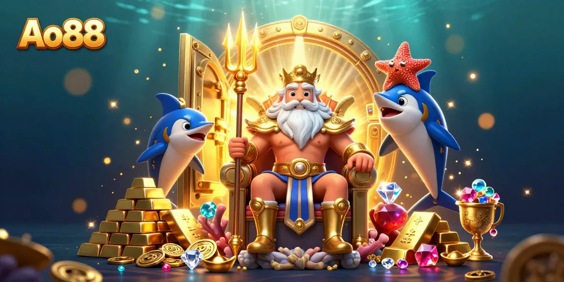Engage with Ao88's thrilling casino adventures featuring Neptune and treasures in a spectacular 3D scene.