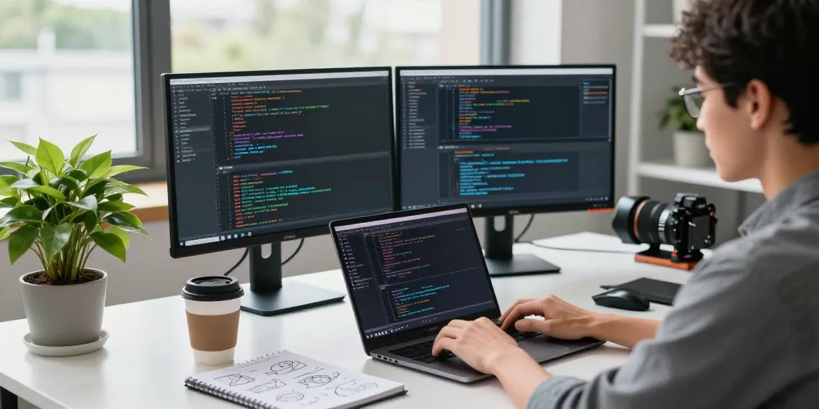 Application espion et développement logiciel dans un environnement moderne, avec écrans de code et ambiance dynamique.