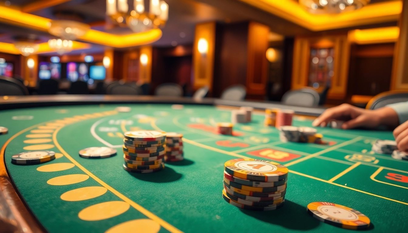 Découvrez un casino en ligne avec des mises placées sur une table élégante