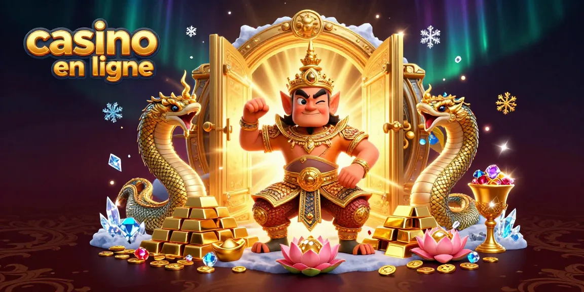 Découvrez le meilleur casino en ligne avec cette illustration 3D captivante, comprenant des gardiens et des trésors.