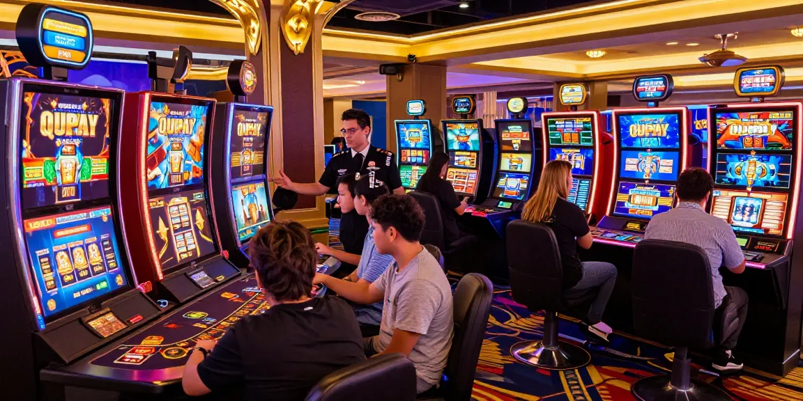 Une scène captivante de joueurs au casino en ligne, jouant à des jeux palpitants comme les machines à sous et le blackjack.