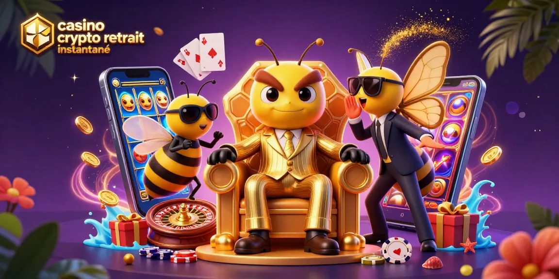Plongez dans le monde du casino crypto retrait instantané avec des personnages animés et des éléments de jeu vibrants.