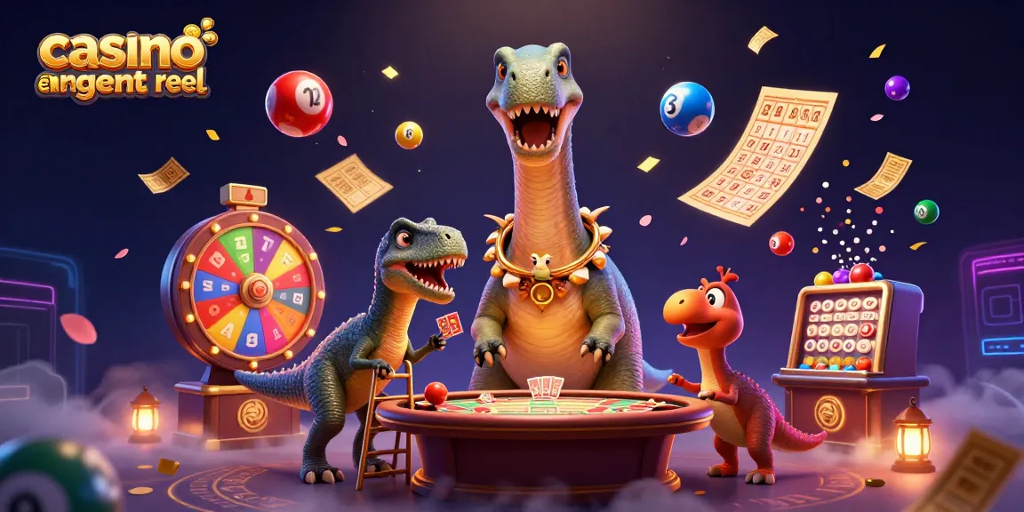 Plongez dans l'univers du casino en ligne argent réel avec un brontosaure amusant dans un décor vibrant.