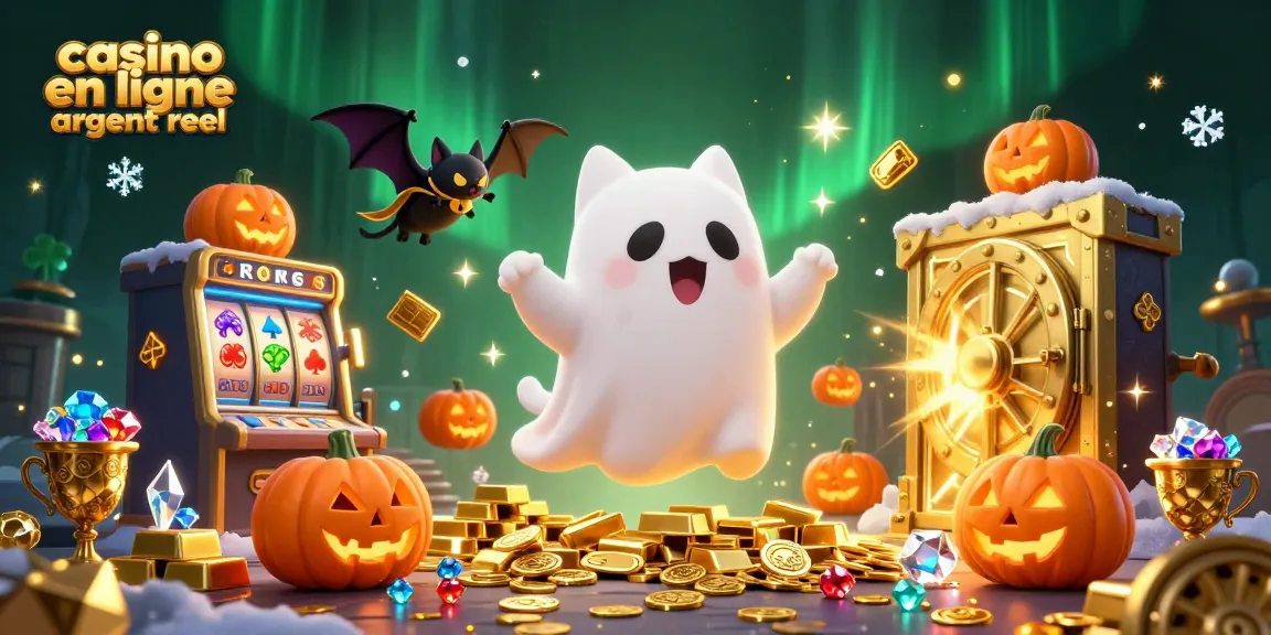 Découvrez une scène immersive de casino en ligne argent réel avec un chat fantôme et des éléments de jeu captivants.