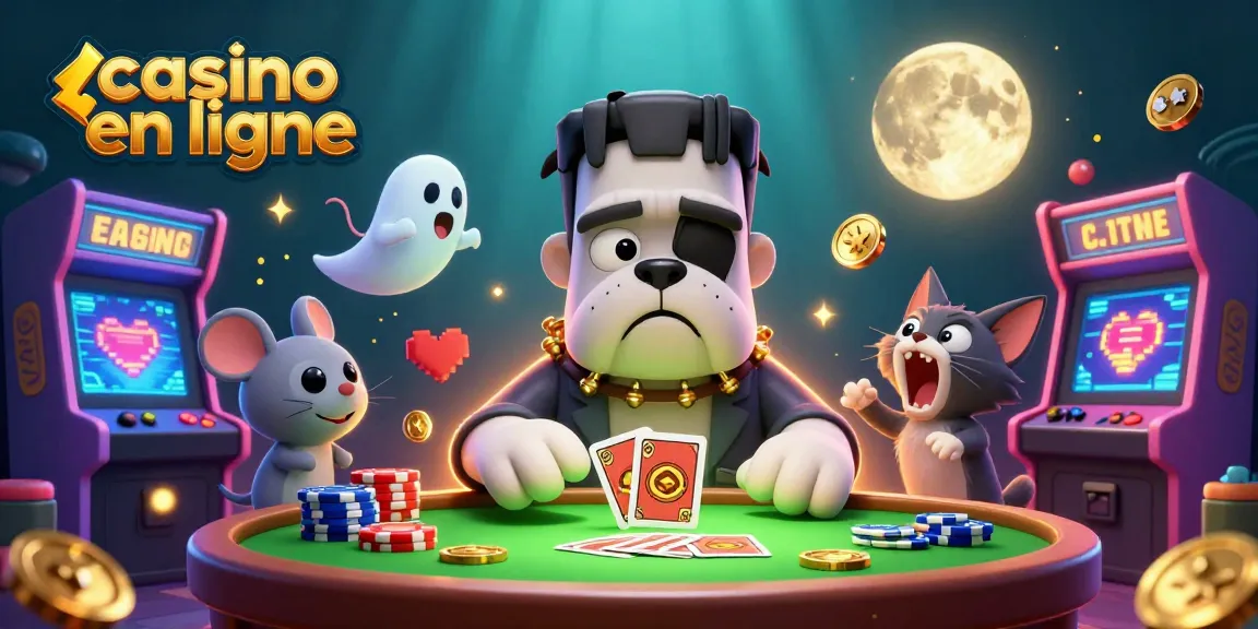 Participez à des jeux passionnants de casino en ligne avec des personnages animés sur une scène vibrante.