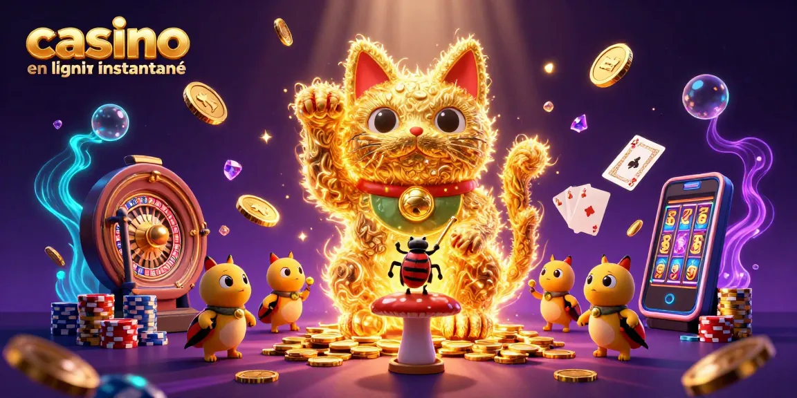 Jouez à casino en ligne retrait instantané avec une célébration de personnages de casino et des symboles envoûtants.