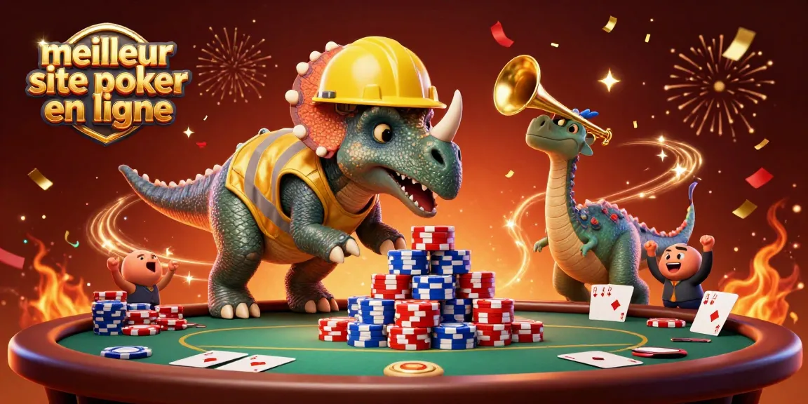Jouer au meilleur site de poker en ligne avec des triceratops et des célébrations dynamiques.