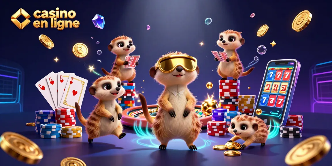 Visitez le casino en ligne avec d'astucieux suricates jouant autour des jeux de casino.