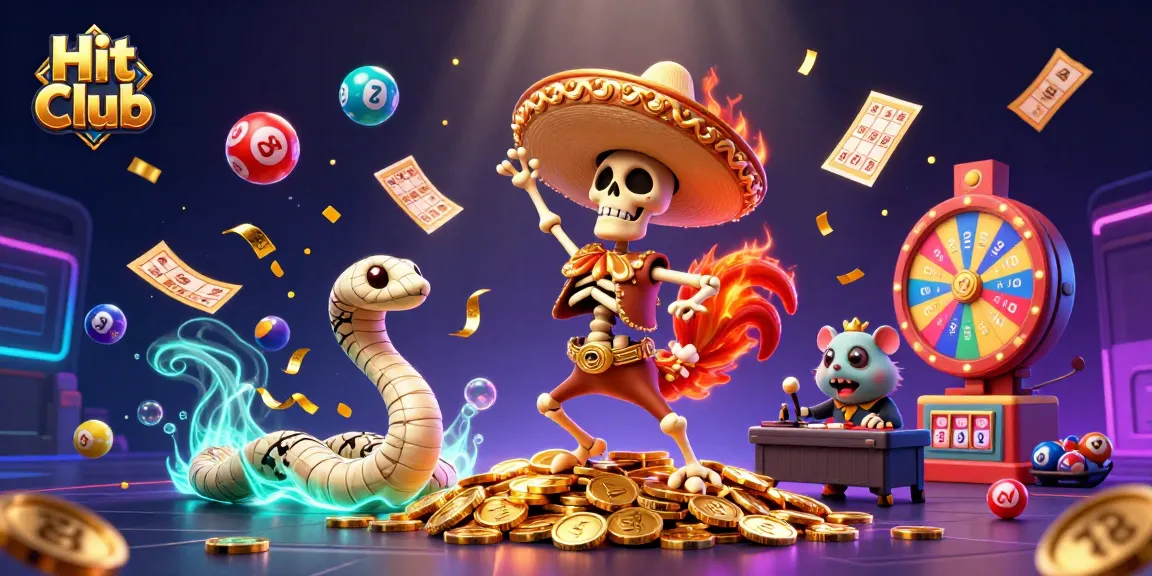 Win big at Hit Club as a vibrant mariachi dances on coins amidst exciting gambling elements.